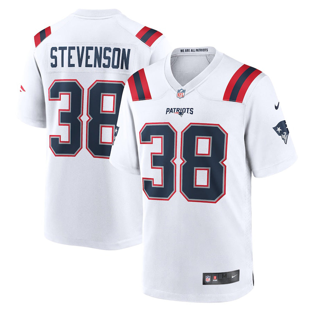 Youth New England Patriots Rhamondre Stevenson Game Jersey - White